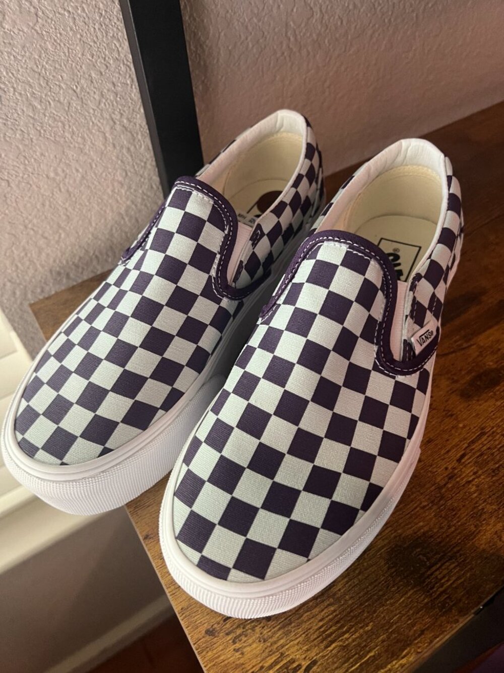 NEW VANS Classic Slip-On Platform Shoe Mist Blue Gothic Grape Purple - Picture 4 of 6